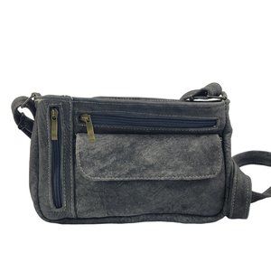 Genuine Cracked Leather Crossbody bag. Handcrafted. Gray color. Handmade